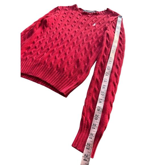 Ralph Lauren Sport Red Cable-Knit 100% Cotton Crewneck Sweater Size S - Picture 8 of 9
